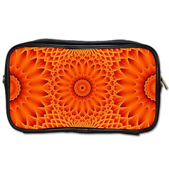 Lotus Fractal Flower Orange Yellow Toiletries Bags 2-side by EDDArt