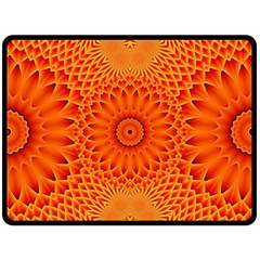 Lotus Fractal Flower Orange Yellow Fleece Blanket (large)  by EDDArt