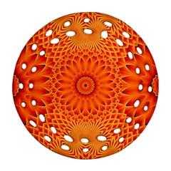 Lotus Fractal Flower Orange Yellow Ornament (round Filigree)  by EDDArt