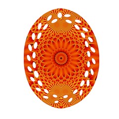 Lotus Fractal Flower Orange Yellow Ornament (oval Filigree)  by EDDArt