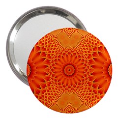 Lotus Fractal Flower Orange Yellow 3  Handbag Mirrors by EDDArt