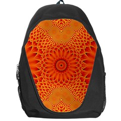 Lotus Fractal Flower Orange Yellow Backpack Bag by EDDArt