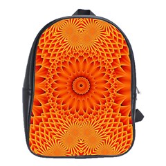 Lotus Fractal Flower Orange Yellow School Bags (xl)  by EDDArt