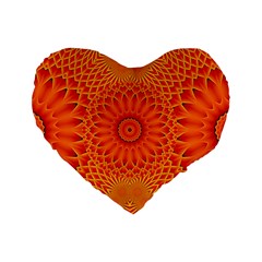 Lotus Fractal Flower Orange Yellow Standard 16  Premium Heart Shape Cushions by EDDArt