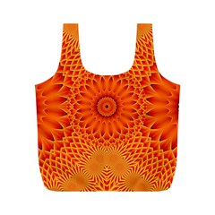 Lotus Fractal Flower Orange Yellow Full Print Recycle Bags (m)  by EDDArt