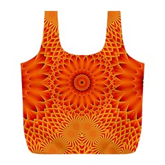 Lotus Fractal Flower Orange Yellow Full Print Recycle Bags (l)  by EDDArt