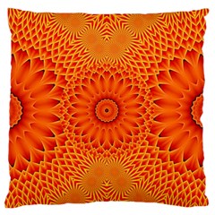 Lotus Fractal Flower Orange Yellow Standard Flano Cushion Case (one Side) by EDDArt