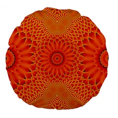 Lotus Fractal Flower Orange Yellow Large 18  Premium Flano Round Cushions by EDDArt