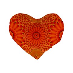 Lotus Fractal Flower Orange Yellow Standard 16  Premium Flano Heart Shape Cushions by EDDArt