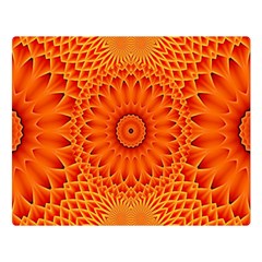 Lotus Fractal Flower Orange Yellow Double Sided Flano Blanket (large)  by EDDArt