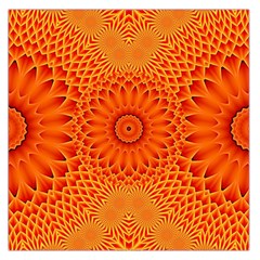 Lotus Fractal Flower Orange Yellow Large Satin Scarf (square) by EDDArt