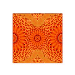 Lotus Fractal Flower Orange Yellow Satin Bandana Scarf by EDDArt