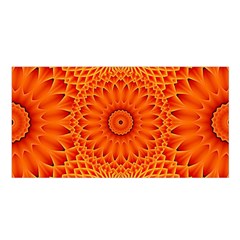 Lotus Fractal Flower Orange Yellow Satin Shawl by EDDArt