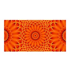 Lotus Fractal Flower Orange Yellow Satin Wrap by EDDArt