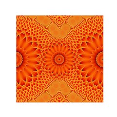 Lotus Fractal Flower Orange Yellow Small Satin Scarf (square) by EDDArt