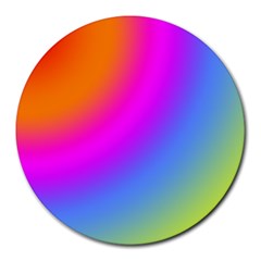 Radial Gradients Red Orange Pink Blue Green Round Mousepads by EDDArt