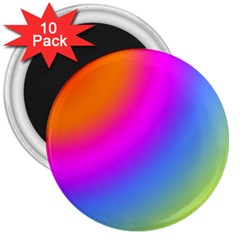 Radial Gradients Red Orange Pink Blue Green 3  Magnets (10 Pack)  by EDDArt