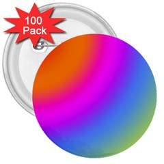 Radial Gradients Red Orange Pink Blue Green 3  Buttons (100 Pack)  by EDDArt