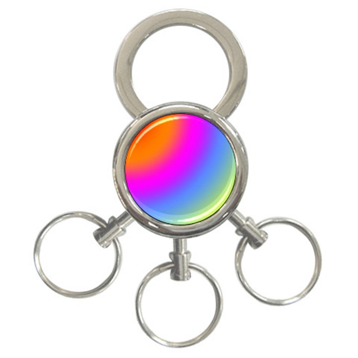 Radial Gradients Red Orange Pink Blue Green 3-Ring Key Chains