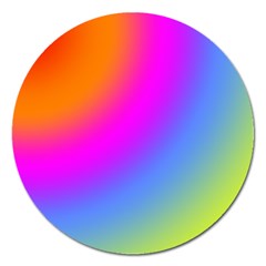 Radial Gradients Red Orange Pink Blue Green Magnet 5  (round) by EDDArt