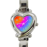 Radial Gradients Red Orange Pink Blue Green Heart Italian Charm Watch Front