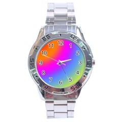 Radial Gradients Red Orange Pink Blue Green Stainless Steel Analogue Watch by EDDArt