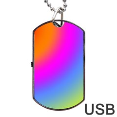 Radial Gradients Red Orange Pink Blue Green Dog Tag Usb Flash (two Sides)  by EDDArt