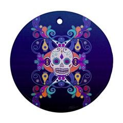 Día De Los Muertos Skull Ornaments Multicolored Ornament (round)  by EDDArt