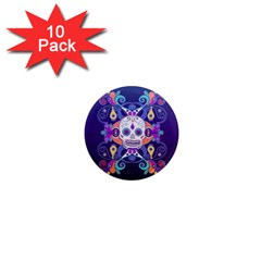 Día De Los Muertos Skull Ornaments Multicolored 1  Mini Magnet (10 Pack)  by EDDArt