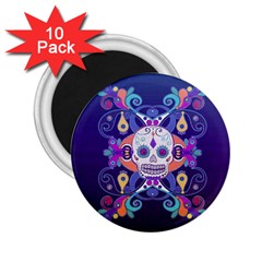 Día De Los Muertos Skull Ornaments Multicolored 2 25  Magnets (10 Pack)  by EDDArt