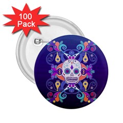 Día De Los Muertos Skull Ornaments Multicolored 2 25  Buttons (100 Pack)  by EDDArt