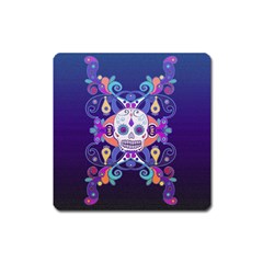 Día De Los Muertos Skull Ornaments Multicolored Square Magnet by EDDArt