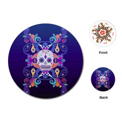 Día De Los Muertos Skull Ornaments Multicolored Playing Cards (round)  by EDDArt