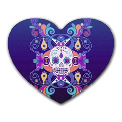 Día De Los Muertos Skull Ornaments Multicolored Heart Mousepads by EDDArt