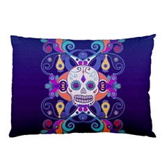 Día De Los Muertos Skull Ornaments Multicolored Pillow Case by EDDArt