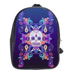 Día De Los Muertos Skull Ornaments Multicolored School Bags(large)  by EDDArt