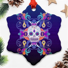 Día De Los Muertos Skull Ornaments Multicolored Ornament (snowflake)  by EDDArt