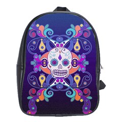 Día De Los Muertos Skull Ornaments Multicolored School Bags (xl)  by EDDArt