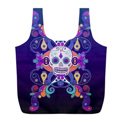 Día De Los Muertos Skull Ornaments Multicolored Full Print Recycle Bags (l)  by EDDArt