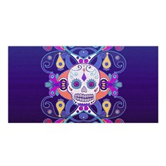 Día De Los Muertos Skull Ornaments Multicolored Satin Shawl by EDDArt