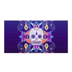 Día De Los Muertos Skull Ornaments Multicolored Satin Wrap by EDDArt