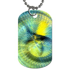 Light Blue Yellow Abstract Fractal Dog Tag (two Sides) by designworld65