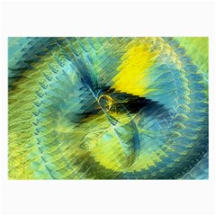 Light Blue Yellow Abstract Fractal Large Glasses Cloth (2-side) by designworld65