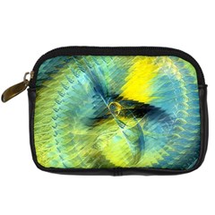 Light Blue Yellow Abstract Fractal Digital Camera Cases by designworld65