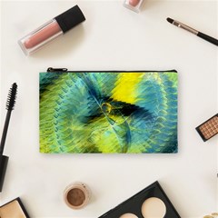 Light Blue Yellow Abstract Fractal Cosmetic Bag (small)  by designworld65