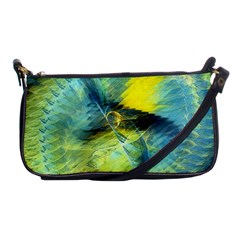 Light Blue Yellow Abstract Fractal Shoulder Clutch Bags by designworld65