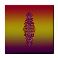 Flower Of Life Vintage Gold Ornaments Red Purple Olive Tile Coasters by EDDArt