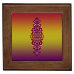 Flower Of Life Vintage Gold Ornaments Red Purple Olive Framed Tiles by EDDArt