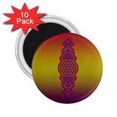 Flower Of Life Vintage Gold Ornaments Red Purple Olive 2 25  Magnets (10 Pack)  by EDDArt