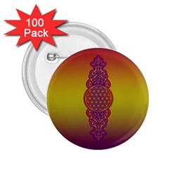 Flower Of Life Vintage Gold Ornaments Red Purple Olive 2 25  Buttons (100 Pack) 